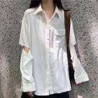 Elbow-cutout Shirt White - One Size