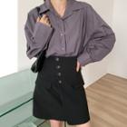 Plain Shirt / High-waist A-line Skirt