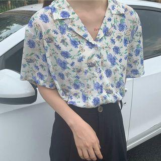 Floral Single-breasted Short-sleeve Shirt