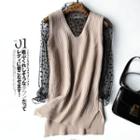 Set: Sheer Top + Knit Vest