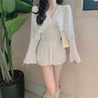 Long-sleeve Ruched Mini Dress