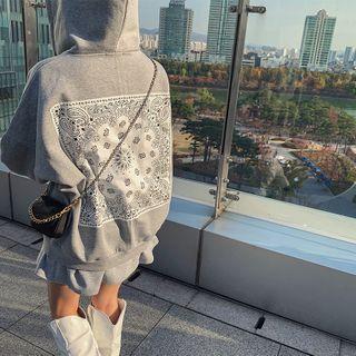Paisley-panel Oversized Zip-up Hoodie