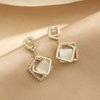 Rhinestone Square Alloy Dangle Earring 1 Pair - Gold - One Size
