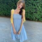 Wide Strap Mini A-line Dress Blue - One Size