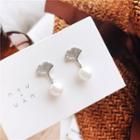 Alloy Leaf Faux Pearl Dangle Earring 1 Pair - 925 Silver - Silver - One Size