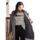 Tall Size Herringbone-hood Diagonal-zip Short Coat