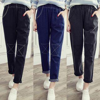 Elastic Waist Fleece Lined Jeans