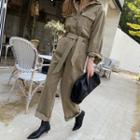 Flap-pocket Corduroy Shirt & Sash Khaki - One Size