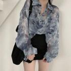 Long-sleeve Tie-dyed Sheer Shirt As Shown In Figure - One Size