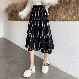 Star Midi A-line Knit Skirt