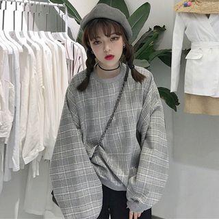 Plaid Long-sleeve Sweatshirt