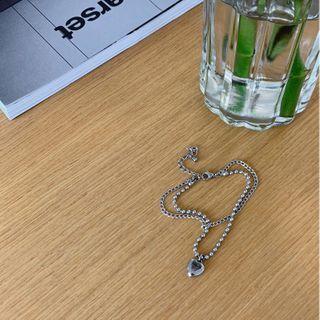 Heart-pendant Chain Bracelet One Size