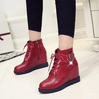 Hidden Wedge Lace-up Ankle Boots