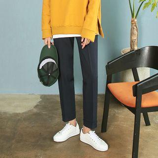Turn-up Hem Straight-cut Dress Pants