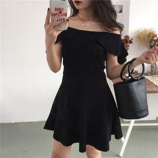 Frilled Off-shoulder Knit Dress