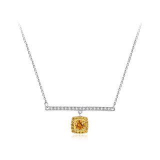 925 Sterling Silver Simple And Fashion Geometric Necklace With Yellow Cubic Zirconia Silver - One Size