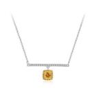 925 Sterling Silver Simple And Fashion Geometric Necklace With Yellow Cubic Zirconia Silver - One Size