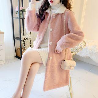 Raglan-sleeve Fleece Loose-fit Coat