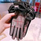 Bow Plaid Gloves Black - One Size