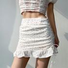 Floral Print Drawstring Mini Skirt