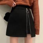A-line Zipped Mini Skirt