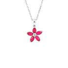 18k White Gold Flower Dangling Pendant With Ruby & Diamonds One Size