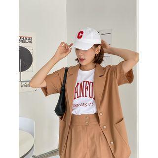 Plus Size Short-sleeve Boxy Blazer