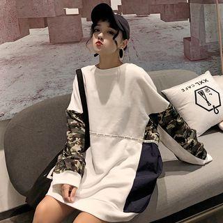 Couple Matching Camo Print Paneled Sweatshirt