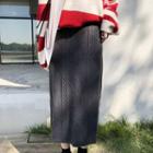 Knitted Straight Fit Midi Skirt