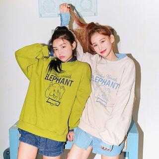 Balloon-sleeve Elephant Print Pullover