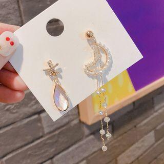 Non-matching Moon Drop Earring 1 Pair - Faux Pearl - Gold - One Size