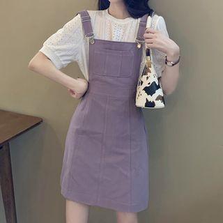 Set: Plain Jumper Dress + Short-sleeve T-shirt