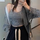 Houndstooth Cropped Camisole Top / Shirt