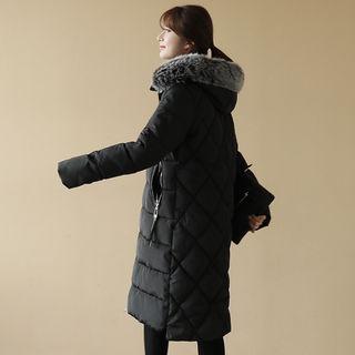 Detachable Faux-fur Trim Hood Padded Coat