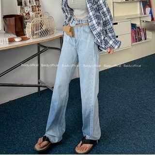 Washed Wide Leg Gradient Jeans