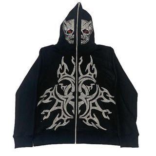 Skeleton Rhinestone Zip-up Hoodie (various Designs)