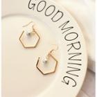 Faux Pearl Geometrical Drop Earring