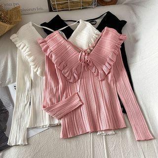 Collared Ruffle Sweater