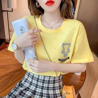 Short-sleeve Sequined Bear T-shirt