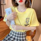 Short-sleeve Sequined Bear T-shirt