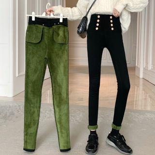 High-waist Skinny Fleece Jeans