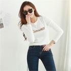 Round-neck Lettering Slim-fit T-shirt