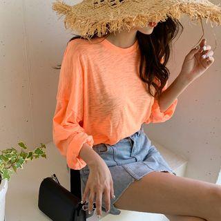 Neon-color Extra Long-sleeve Boxy T-shirt