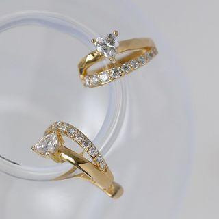 Rhinestone Heart Ear Cuff 1 Pc - Silver - One Size