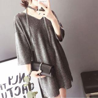 V-neck Glitter T-shirt Dress