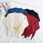 Mock Two-piece Color-block Long-sleeve Knit Top
