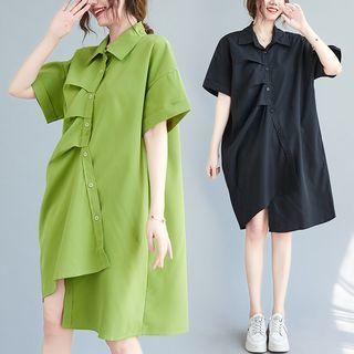 Short-sleeve Irregular Shirt Dress