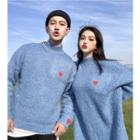 Couple Matching Heart Embroidered Mock Neck Sweater / Sweater Dress