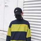 Mock Neck Letter Embroidered Stripe Sweatshirt