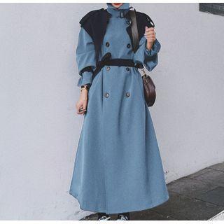 Color-block Tie-waist Coat